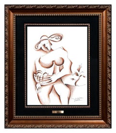 Alexandra Nechita Ink Drawing Original Signed Female Portrait Picasso Cubism Art