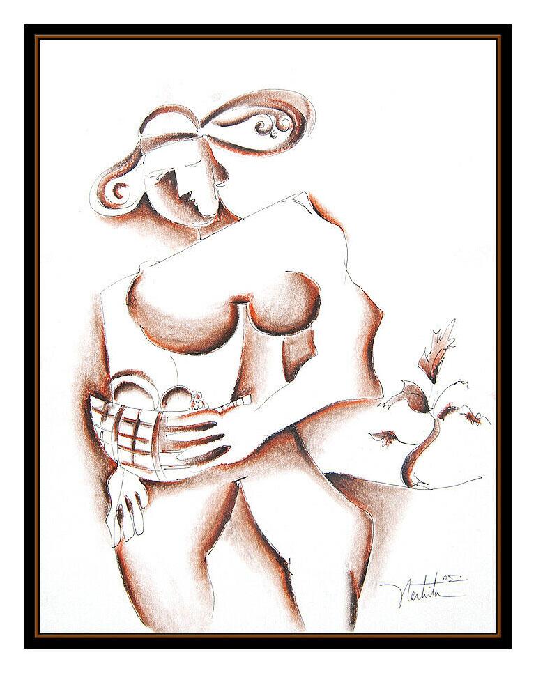 Alexandra Nechita Authentic & ALL Original Drawing, Professionally Custom Framed and listed with the Submit Best Offer option  

Accepting Offers Now: The item up for sale is a spectacular and bold Original Ink and Sepia Drawing by Nechita, that was