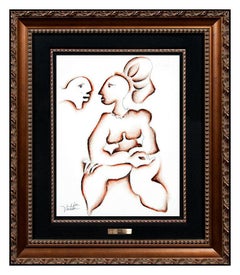 Alexandra Nechita Original Ink Drawing Signed Female Portrait Picasso Framed Art