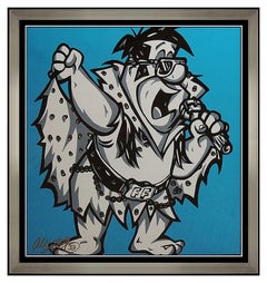 Allison Lefcort Fred Flintstone ORIGINAL Acrylic Painting Signed Framed Artwork