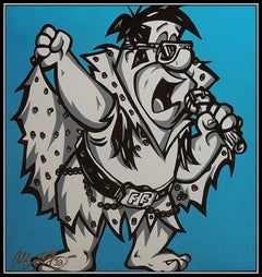 Allison Lefcort Fred Flintstone ORIGINAL Acrylic Painting Signed Framed Artwork