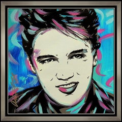 Allison Lefcort Original Elvis Presley Acrylic Painting Signed Modern Portrait