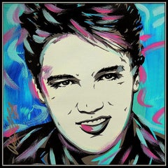 Allison Lefcort Original Elvis Presley Acrylic Painting Signed Modern Portrait