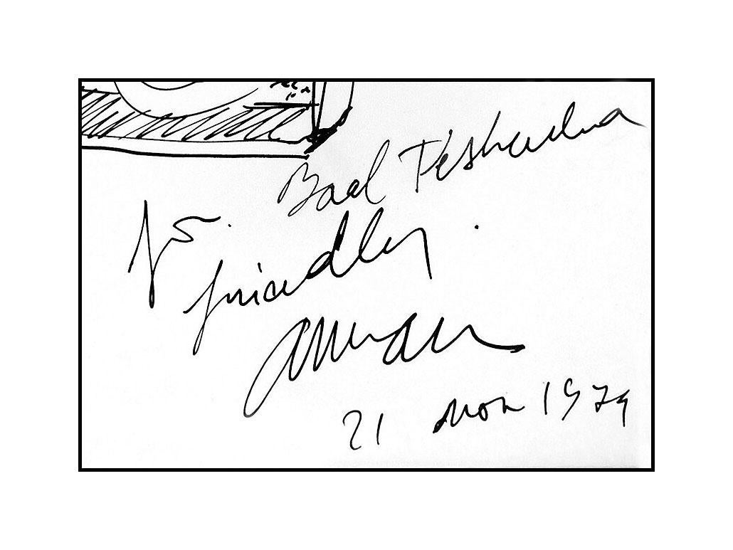 ARMAN Pierre Fernandez Original Ink Drawing Hand Signed Violin Modern Artwork - Black Figurative Art by Pierre Fernandez Arman 