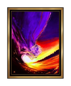 Ashton Howard Oil Painting on Canvas Original Signed Wave Seascape Sunset Art