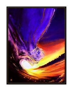 Ashton Howard Oil Painting on Canvas Original Signed Wave Seascape Sunset Art