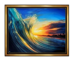 Ashton Howard Original Oil Painting On Canvas Large Signed Sunset Seascape 