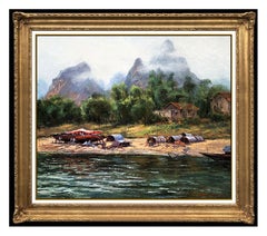 Ben Abril Large Original Oil Painting on Canvas Signed Landscape Framed Artwork