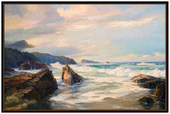 Bennett Bradbury Original Painting Large Oil on Canvas Signed Seascape Coast Art