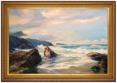 Bennett Bradbury Original Painting Large Oil on Canvas Signed Seascape Coast Art