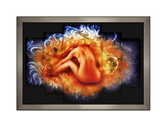 Chris DeRubeis Large 5 Panel Acrylic Painting On Metal Nude Female Signed Art