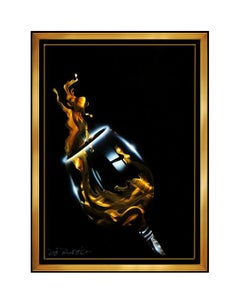 Chris DeRubeis Original Acrylic Painting On Metal White Wine Reach Signed Framed