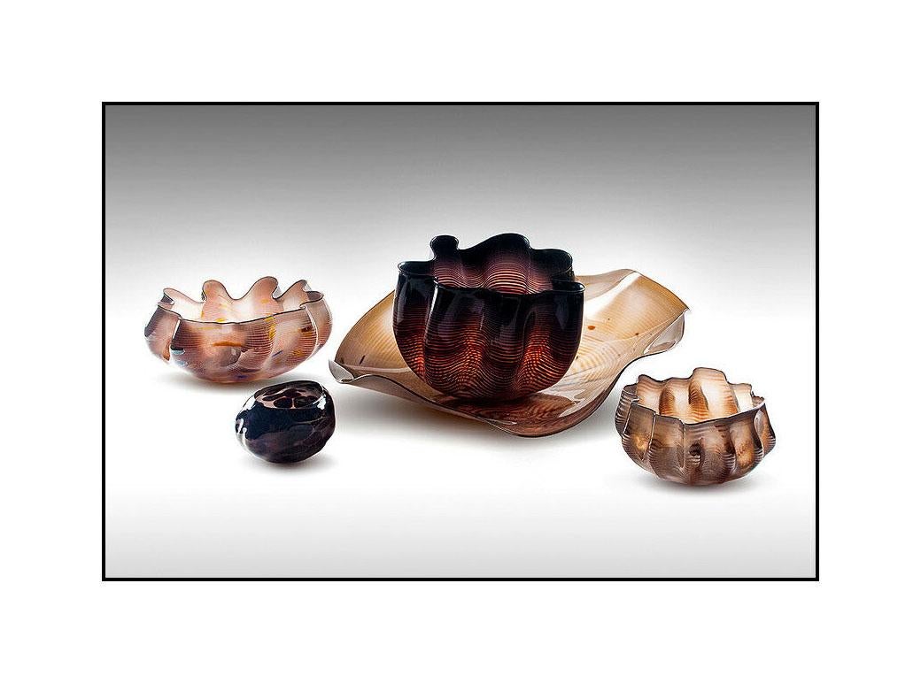 Dale Chihuly Original 5 Piece Macchia Set Hand Blown Glass Signed Large Seaform For Sale 1