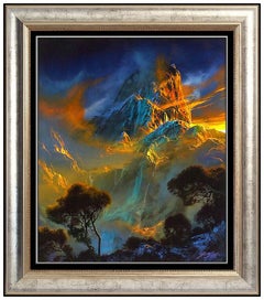 Vintage Dale Terbush Original Acrylic Painting On Canvas Signed Mountain Landscape Art