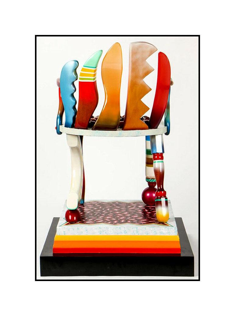 Dan Meyer Original Painted Wood Sculpture Life Size Chair Signed Daniel Painting For Sale 1