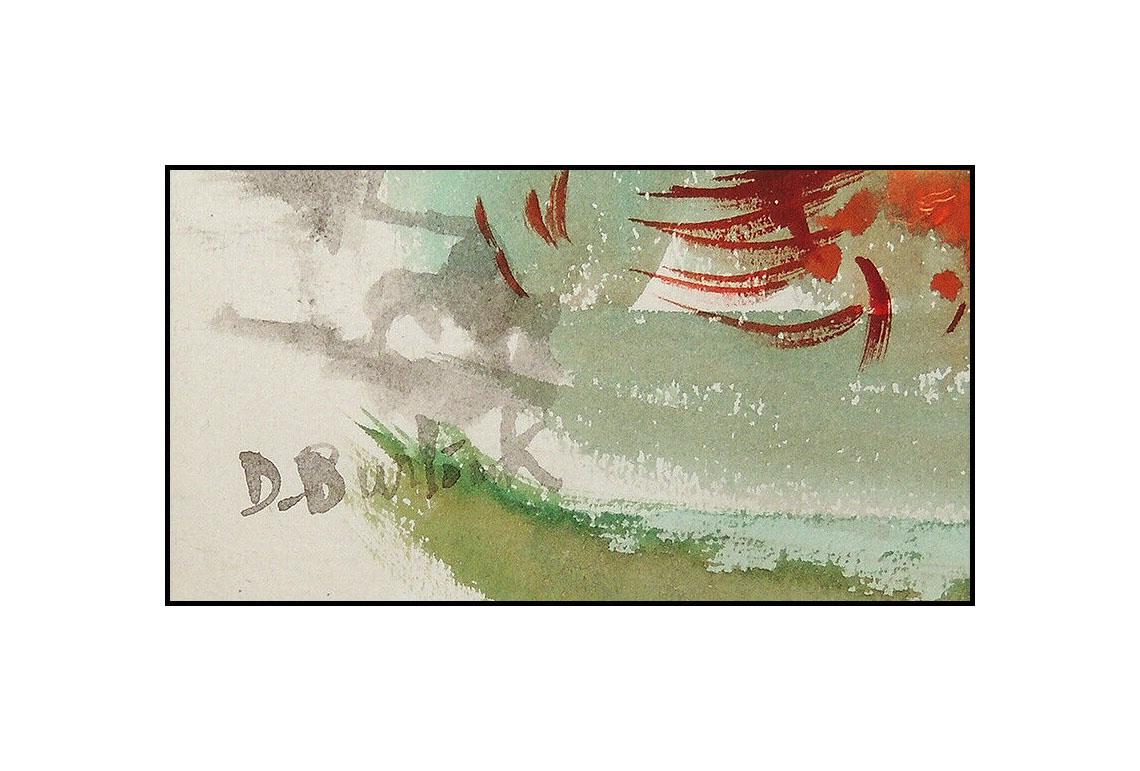 David Burliuk RARE Original Watercolor Painting Signed Landscape Framed Artwork For Sale 2