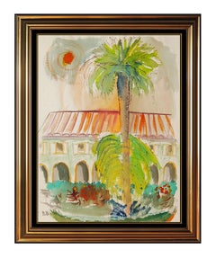 Vintage David Burliuk RARE Original Watercolor Painting Signed Landscape Framed Artwork