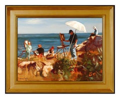 Elaine Coffee Original Oil Painting on Canvas Signed Seascape Portrait Artwork