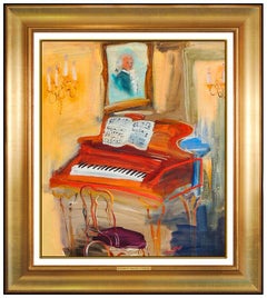 Elizabeth Gwyther Original Oil Painting On Board Signed Interior Mozart Artwork