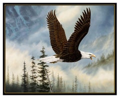 Tom Mansanarez Original Oil Painting On Canvas Wildlife Eagle Signed Framed Art