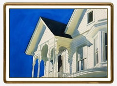 Vintage David Dewey Original Watercolor Painting Signed Large Architecture House Artwork