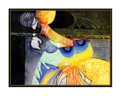 Gerard Fitremann Abstract Embossed Color Etching Signed Large Framed Artwork SBO