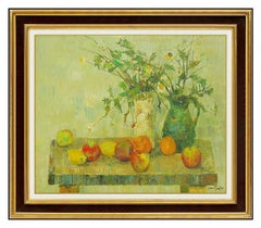 Gerard Passet Original Oil Painting On Canvas Signed Flower Still Life Artwork