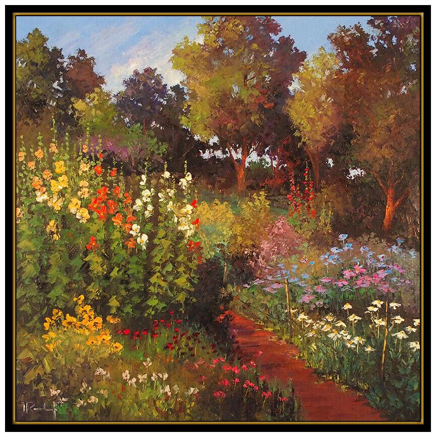 Hans Ressdorf Large Original Oil Painting on Canvas Signed Floral Landscape Art For Sale 2