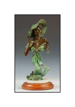 Retro Howard Rogers BRONZE SCULPTURE Original Summer Breeze Female Signed Statue Art