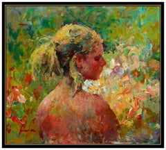 Hua Chen Original Nude Female Portrait Oil Painting on Canvas Signed Artwork SBO
