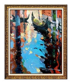 JAMES COLEMAN Original Oil Painting On Canvas Signed Venice Gondola Authentic