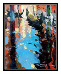 JAMES COLEMAN Original Oil Painting On Canvas Signed Venice Gondola Authentic