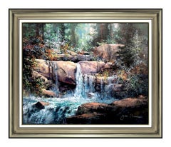 James Coleman Original Painting Oil On Canvas Signed Large Landscape Scene Water