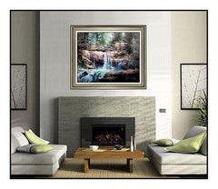 James Coleman Original Painting Oil On Canvas Signed Large Landscape Scene Water