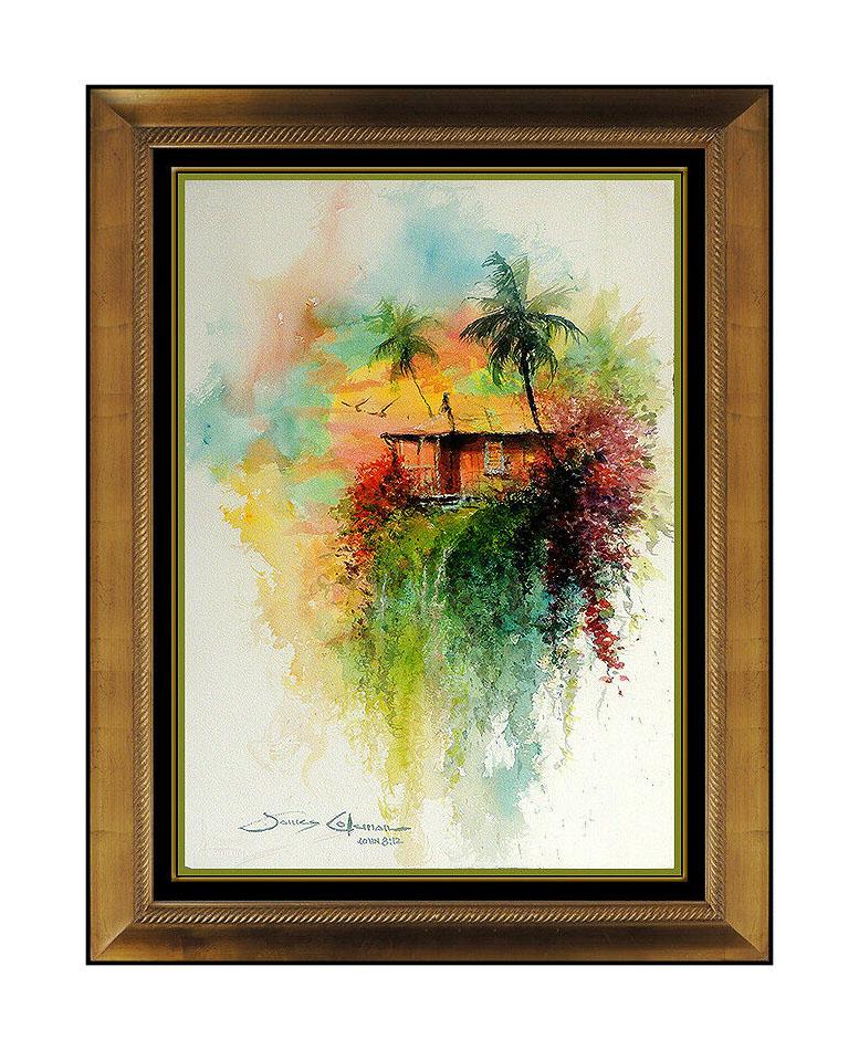 James Coleman Landscape Art - JAMES COLEMAN Original Watercolor PAINTING Hawaii Landscape Signed Artwork oil