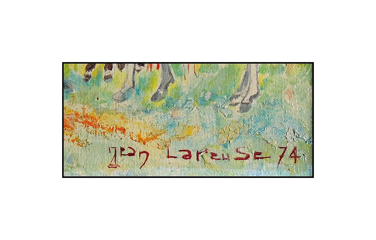 Jean Lareuse Original Oil Painting On Canvas Signed Horse Landscape Art Framed For Sale 2