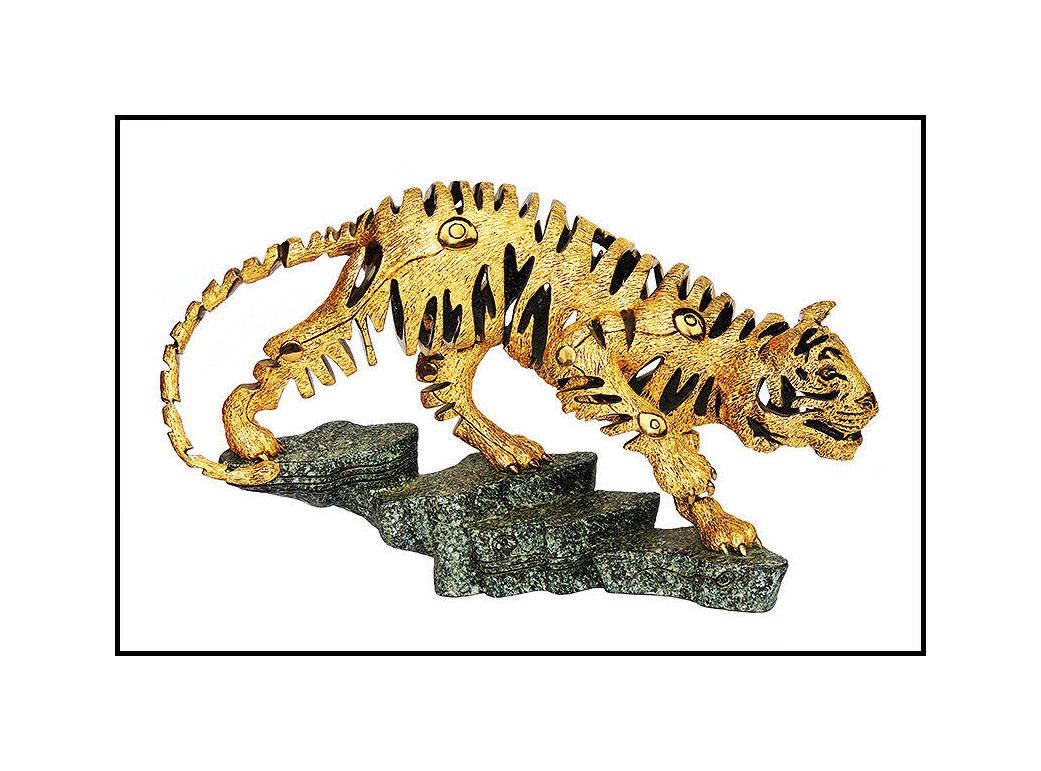 JIANG Tie Feng LARGE 1/2 LIFE Golden Tiger BRONZE SCULPTURE Signed Chinese Art - Contemporary Sculpture by Jiang Tie Feng