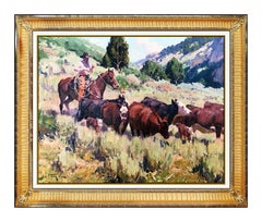 Jim C Norton Original Oil Painting On Board Signed Western Horse Landscape Art