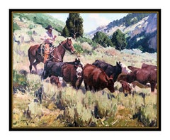 Jim C Norton Original Oil Painting On Board Signed Western Horse Landscape Art