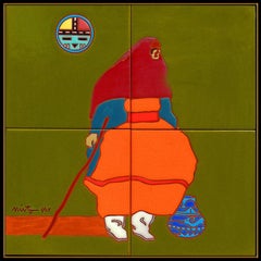 John Nieto Original Painting Native American Portrait Glazed Ceramic Signed Art