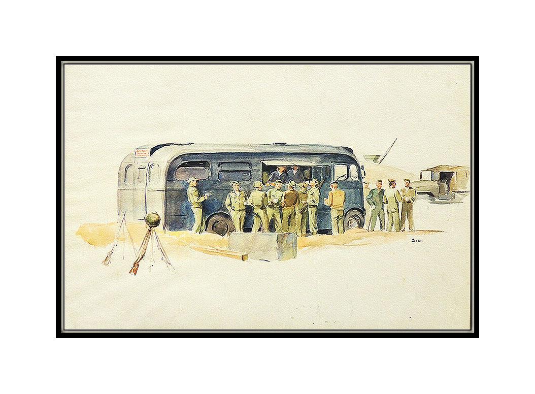John Walter Scott Original Gouache Painting Illustration Signed Army Men Artwork For Sale 1