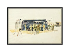 John Walter Scott Original Gouache Painting Illustration Signed Army Men Artwork