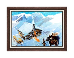Joseph Stahley Oil Painting ORIGINAL Signed Western Winter Landscape Artwork SBO