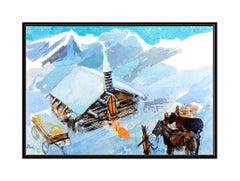 Joseph Stahley Oil Painting ORIGINAL Signed Western Winter Landscape Artwork SBO