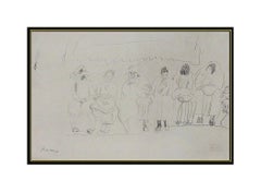 JULES PASCIN Original Drawing Charcoal Signed Artwork Figurative Women Authentic