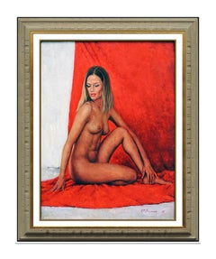 Kenneth Freeman Original Oil Painting On Canvas Signed Nude Female Portrait Ken