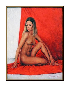 Kenneth Freeman Original Oil Painting On Canvas Signed Nude Female Portrait Ken