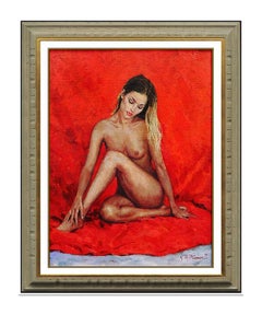 Kenneth Freeman Original Painting Oil On Canvas Signed Nude Portrait Artwork Ken