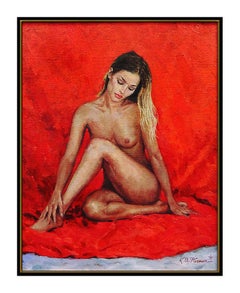 Kenneth Freeman Original Painting Oil On Canvas Signed Nude Portrait Artwork Ken