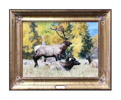 Kyle Sims Original Oil Painting On Canvas Landscape Deer Wildlife Signed Artwork